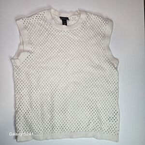H&M Cotton Sleeveless Knit Shell Top in White